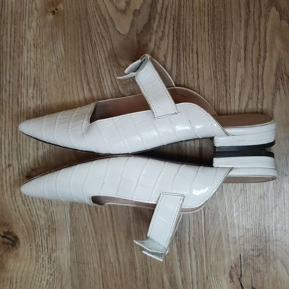AD and Daughters Jemma Croc Embossed White Leather Slide In Mules Size 7 - Picture 5 of 10